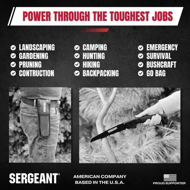 Alt view image 5 of 7 - Folding Hand Saw All-Purpose + Carry Case. Best for Wood, Bone, PVC, Tree Pruning, Gardening, Camping, Hunting, Outdoors, Tool Box. Rugged 7" Steel Blade & Slip-Resistant Rubber Grip Handle.