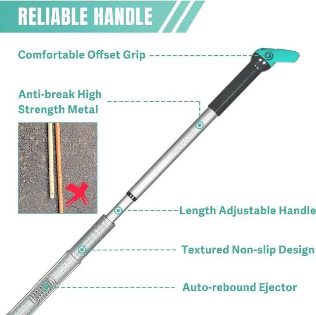Alt view image 2 of 7 - Breeze Touch 46" Weed Pulling Tool, 4-Claw Detachable Weed Puller Tool with Long Handle Adjustable, Heavy Duty Stand Up Weeder Weeding Tool for Lawn, Yard, Garden, Dandelion Picker, Weed Remover