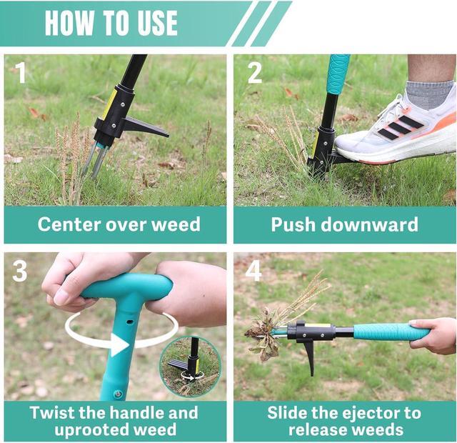 Alt view image 6 of 7 - Breeze Touch 39" Weed Pulling Tool, 3-Claw Detachable Weed Puller Tool with Long Handle, Heavy Duty Stand Up Weeder Weeding Tool for Lawn, Yard, Garden, Crabgrass, Dandelion Picker, Weed Remover