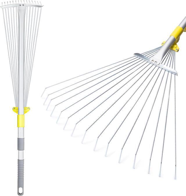 Main image of JARDINEER Adjustable Metal Leaf Rake, for Leaves Shrubs and Small Areas in Garden, Yard, Lawn, with Expandable Head 7-23", for Men Women Kids