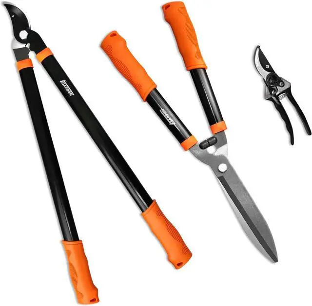 Main image of 3 Piece Combo Garden Tool Set with Lopper, Hedge Shears and Pruner Shears, Tree & Shrub Care Kit