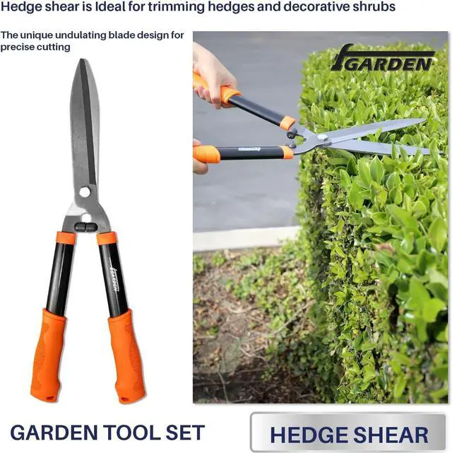 Alt view image 4 of 6 - 3 Piece Combo Garden Tool Set with Lopper, Hedge Shears and Pruner Shears, Tree & Shrub Care Kit