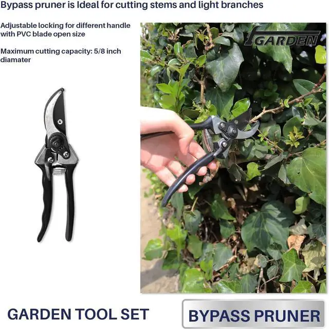 Alt view image 5 of 6 - 3 Piece Combo Garden Tool Set with Lopper, Hedge Shears and Pruner Shears, Tree & Shrub Care Kit
