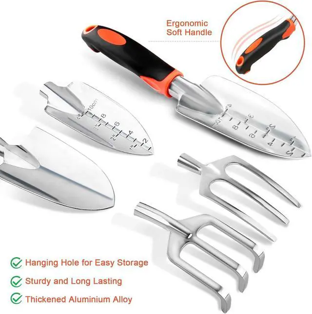 Alt view image 6 of 6 - Gardening Tool Set,APSARAS Stainless Steel Heavy Duty Gardening Tools, Garden Tool Set with Non-Slip Rubber Grip,600D Oxford Cloth Storage Tote Bag, Perfect Garden Gifts for Women