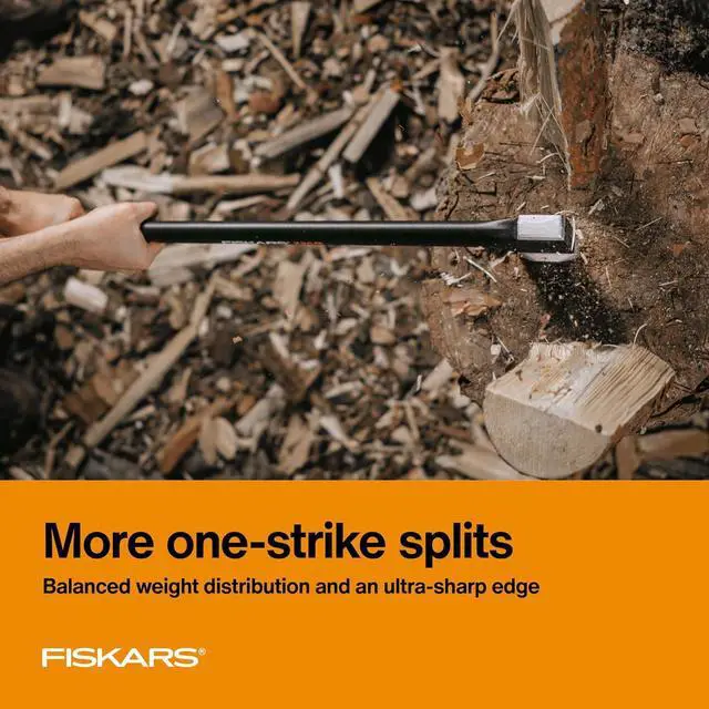 Alt view image 4 of 7 - Fiskars X25 Splitting Axe, 28" Wood Splitting Axe for Medium to Large Size Logs with Shock Absorbing Handle and Sheath, Split Firewood, Forged Steel Blade, Bushcraft Gear and Camping Hatchet