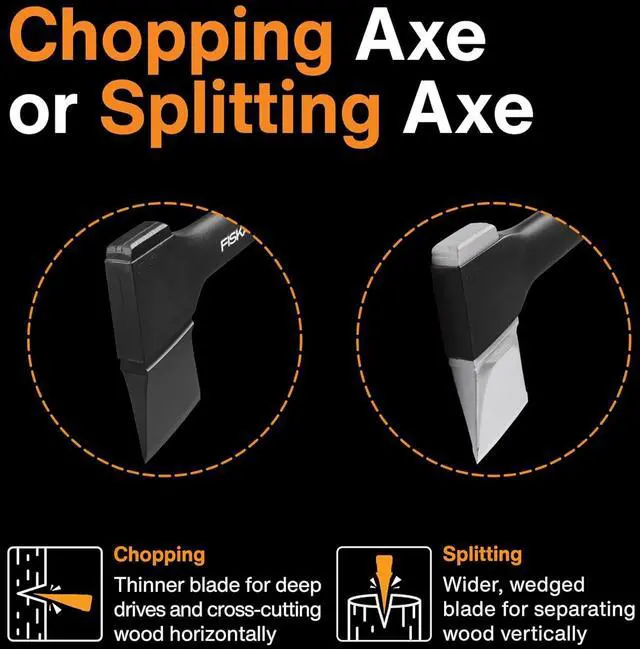 Alt view image 7 of 7 - Fiskars X25 Splitting Axe, 28" Wood Splitting Axe for Medium to Large Size Logs with Shock Absorbing Handle and Sheath, Split Firewood, Forged Steel Blade, Bushcraft Gear and Camping Hatchet