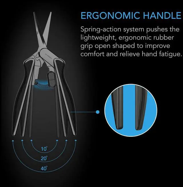 Alt view image 6 of 7 - AC Infinity 6.6 Stainless Steel Pruning Shear with Cleaning Kit, Lightweight Ergonomic Design, Nonstick Titanium Coated Blades for Gardening, Hydroponics, Grow Tents