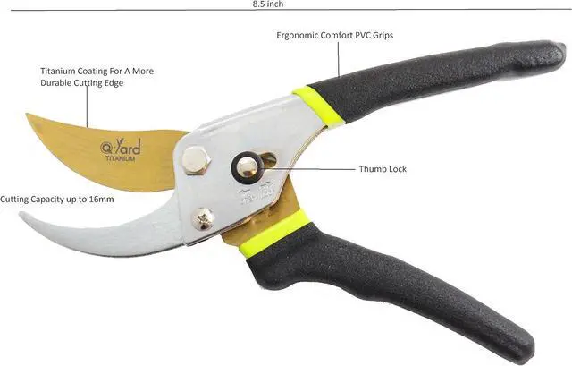 Alt view image 6 of 7 - QY-731L Traditional Bypass Pruning 8.5" Titanium Blade- Handheld Gardening Tools Shears