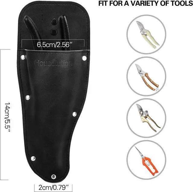 Alt view image 2 of 7 - Garden Pruner Sheath, Pruner Holster, Premium PU Leather Holster Protective Case Cover Scabbard for Gardening Pruning Shears Scissor - Black