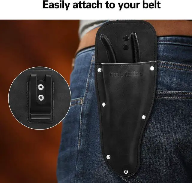 Alt view image 3 of 7 - Garden Pruner Sheath, Pruner Holster, Premium PU Leather Holster Protective Case Cover Scabbard for Gardening Pruning Shears Scissor - Black