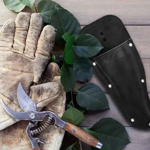 Alt view image 5 of 7 - Garden Pruner Sheath, Pruner Holster, Premium PU Leather Holster Protective Case Cover Scabbard for Gardening Pruning Shears Scissor - Black