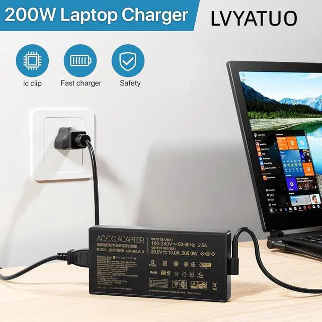 Alt view image 6 of 6 - 200W 20V 10A ADP-200JB D Charger for Asus ROG Zephyrus G15 GA503RM Asus TUF Dash F15 FX516PR TUF Gaming A15 2021 F15 2021 F17 2021 Laptop Charger