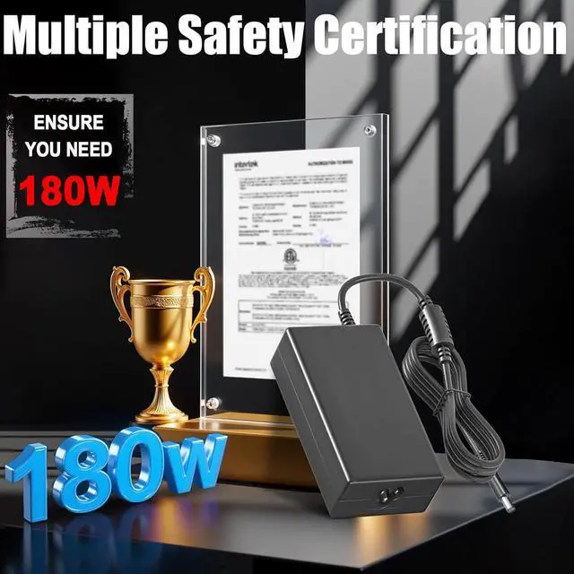 Alt view image 6 of 6 - 180W Laptop Charger Compatible with Dell Inspiron One 2350 2320 Precision 15 17 7560 7510 7520 7530 7550 3530 7710 7730 5530 M4600 M4700 M4800 G7 G5 G3 7577 5515 Game Computer Power Adapter DA180PM111