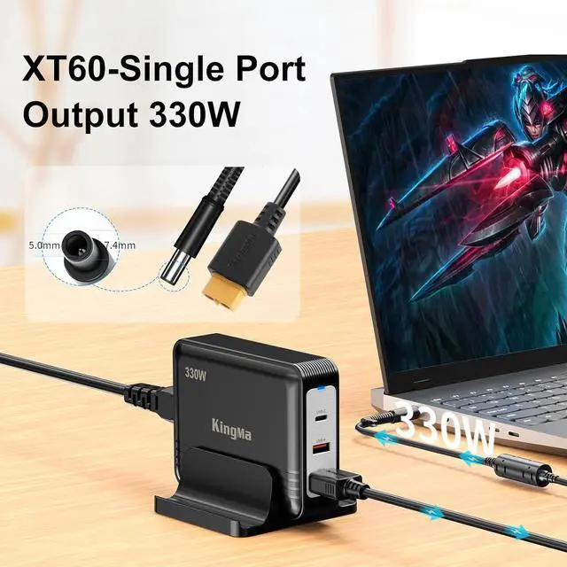 Alt view image 2 of 7 - 330W HP OMEN GaN Laptop Charger with 74-50mm Cable for OMEN17-W119TX 3-Port Charging Adapter with PD 3.0 (20V/16.5A) Fast Charger Compatible with HP OMEN 17 W120TX/ W205TX/ W206TX/ AN100TX/ AN101TX