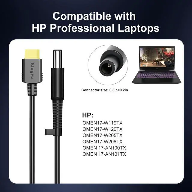 Alt view image 5 of 7 - 330W HP OMEN GaN Laptop Charger with 74-50mm Cable for OMEN17-W119TX 3-Port Charging Adapter with PD 3.0 (20V/16.5A) Fast Charger Compatible with HP OMEN 17 W120TX/ W205TX/ W206TX/ AN100TX/ AN101TX