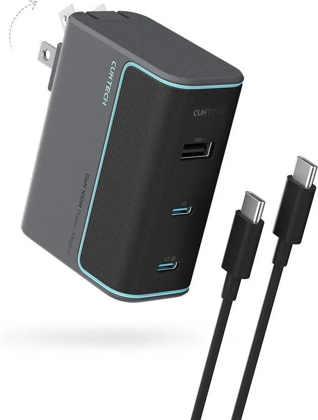 Main image of CUKTECH 10 100W USB C Wall Charger, 3-Port Multi-Device Fast Charging, Portable Laptop Charger Block for MacBook Pro/Air, iPad Pro, iPhone 16/15/Pro, Samsung Galaxy, Pixel, and More (Black)
