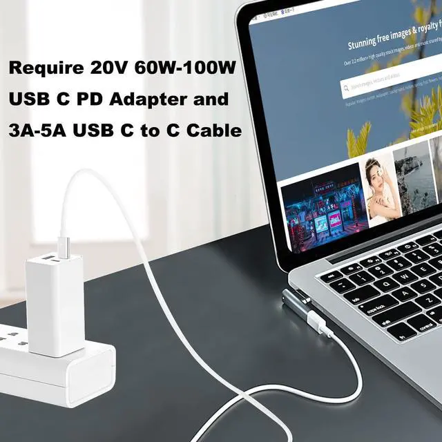 Alt view image 3 of 7 - Magnetic L-Tip USB C Adapter Compatible with Magnetic 1 MacBook Pro Air, Type-C PD Power Fast Charging Adapter Replacement for MacBook Power Supply,MacBook Pro Works with 100W