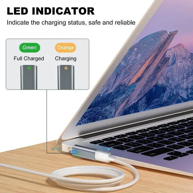 Alt view image 6 of 7 - Magnetic L-Tip USB C Adapter Compatible with Magnetic 1 MacBook Pro Air, Type-C PD Power Fast Charging Adapter Replacement for MacBook Power Supply,MacBook Pro Works with 100W