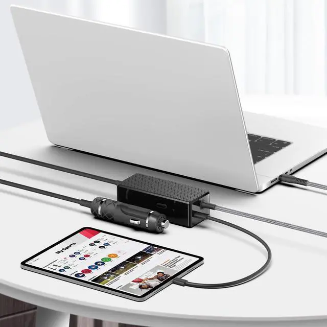 Alt view image 2 of 6 - for Acer HP Dell MSI Surface Pro USB C Laptop Car Charger 100W C Port Laptop Charger for MacBook Pro Air Lenovo Asus LG Gram Razer Samsung Chromebook PD3.0 96W 87W Auto 12V-24V DC Power Adapter
