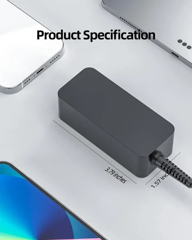 Alt view image 3 of 7 - Charger Fit for Lenovo Chromebook N22/N23/N42/N22 Winbook/N22-20 Touch/N42-20/N42-20T Laptop & More Models (UL Listed Safety)-10ft Long Cable, Lightweight Design, Round Tip, 45W