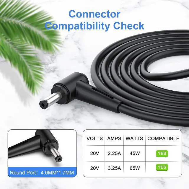Alt view image 3 of 6 - 65W 20V AC Laptop Charger Compatible with Lenovo IdeaPad 1 3 Flex 5 14 15 S340 S145 100s 110 310 320 330 330s 510 510s Lenovo Yoga 310 510 330 530 710 Power Adapter Supply