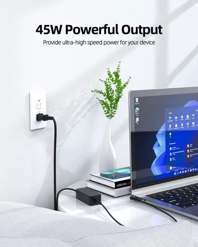 Alt view image 7 of 7 - Charger Fit for Lenovo Chromebook N22/N23/N42/N22 Winbook/N22-20 Touch/N42-20/N42-20T Laptop & More Models (UL Listed Safety)-10ft Long Cable, Lightweight Design, Round Tip, 45W
