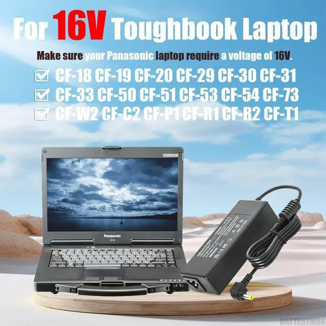 Alt view image 6 of 6 - 16V 4.5A 72W Charger Compatible with Panasonic-Toughbook CF-C2 CF-18 CF-19 CF-20 CF-H1 CF-H2 CF-W8 CF-U1 CF-T2 CF-T4 CF-T5 CF-T7 CF-T8 FZ-G1 FZ-A2 FZ-A3 FZ-B2 FZ-M1 CF-AA6413C Toughbook Laptop Adapter