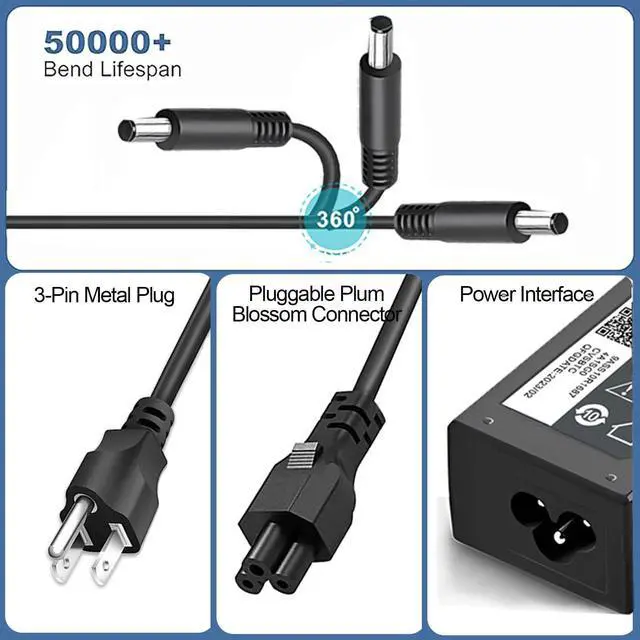 Alt view image 4 of 6 - 4.5mm TIP 65W Charger for Dell Laptop Charger,AC Power Adapter for Dell Latitude 15 3000 5000 15-3520 3552 3555 3558 3565 3567 5558 Power Adapter Supply (not VGN-CR240E)