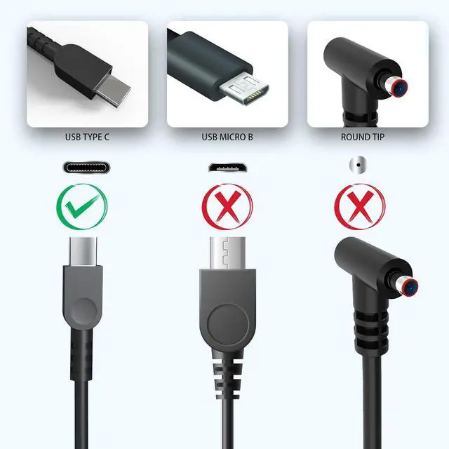 Alt view image 2 of 7 - 2025 New Slim 65W USB C Laptop Charger for Lenovo ThinkPad T14 T15 T16 X1 T480 Charger T470 T470s T480s T490 T490s T495 T570 T580 T590 E580 E585 E490 E590 L480 L580 X270 X380 X390 X395,Yoga,Chromebook