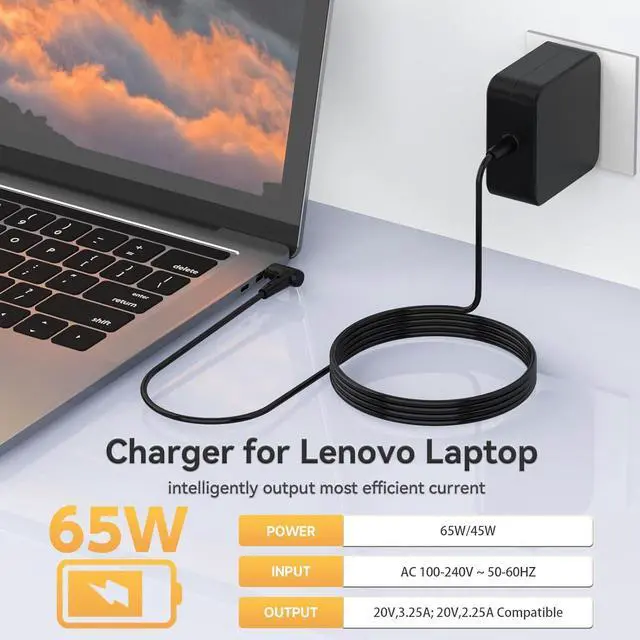 Alt view image 4 of 7 - 65W Charger for Lenovo IdeaPad 1/1i/3/3i/5/5i Laptop- IdeaPad 110 110S 310 320 330 330s 510 520 530s 710s AC Adapter; IdeaPad S145 S340 S540 L340 Power Supply Cord Round Tip