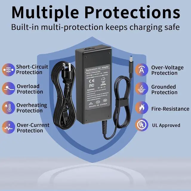 Alt view image 7 of 7 - 90W 65W 45W AC Charger Adapter Charger for Dell OptiPlex 9020 3020 3050 3060 3070 3040 9010 7050 7060 7070 7040 Micro Desktop G6J41 0G6J41 MGJN9 43NY4 Power Supply Adapter Cord