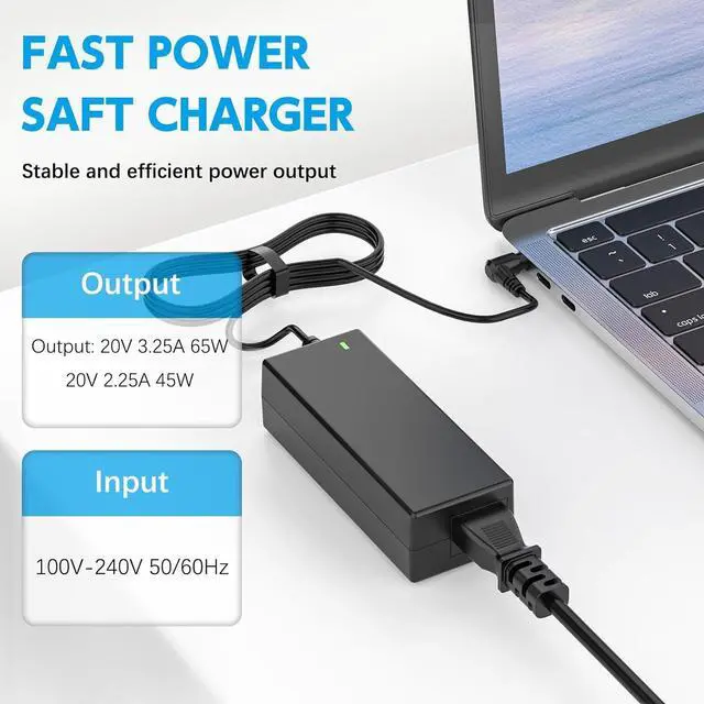 Alt view image 2 of 7 - 65W Laptop Charger for Lenovo IdeaPad 1 3 5; IdeaPad 110 110S 310 320 330 330s 510 520 530s 710s AC Adapter; IdeaPad S145 S340 S540 L340 Power Supply Cord 4.0mm