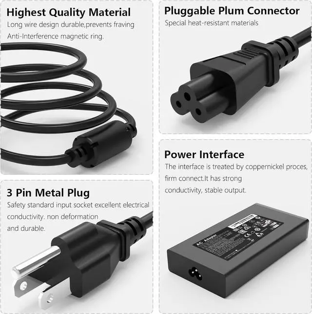 Alt view image 3 of 7 - 135W AC Charger Compatible with Acer Nitro 5 Series Laptop Charger