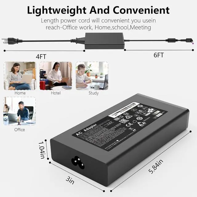 Alt view image 5 of 7 - 135W AC Charger Compatible with Acer Nitro 5 Series Laptop Charger