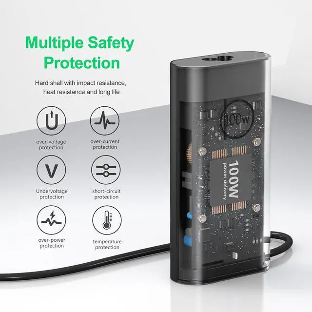 Alt view image 6 of 6 - New GAN Slim AC Adapter,100W USB C Laptop Charger for DELL Latitude 5540 5440 5340 7440 Inspiron 14 Power Cord,100W Dell Laptop Charger