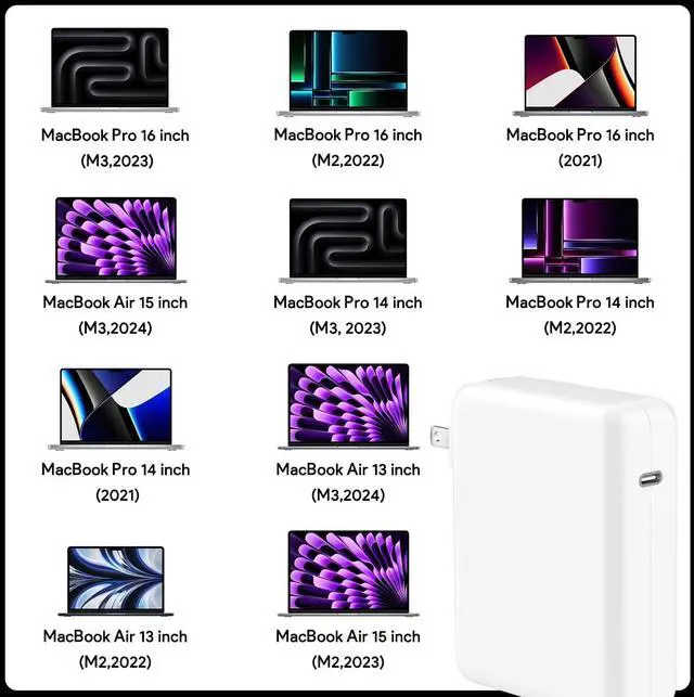 Alt view image 5 of 6 - 140W Mac Book Pro Charger Compatible with Pro(16 inch 2021-2023)&(14 inch 2023) Air (13-15 inch 2021-2024) Include a USB C to T -Tip 3 Magnetic Braided Cable(6.6FT/2M)