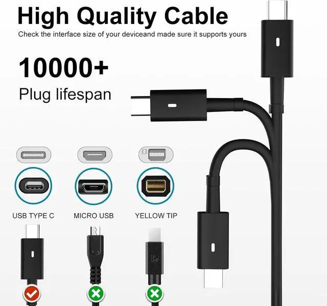 Alt view image 2 of 7 - New Replacement 130W USB C Laptop Charger for Dell XPS 15/17 9500 9510 9700 7590 Precision 5550 5560 5570 3550 3560, Latitude 7410 7310 PD 3.0 Fast Charging Slim AC Adapter