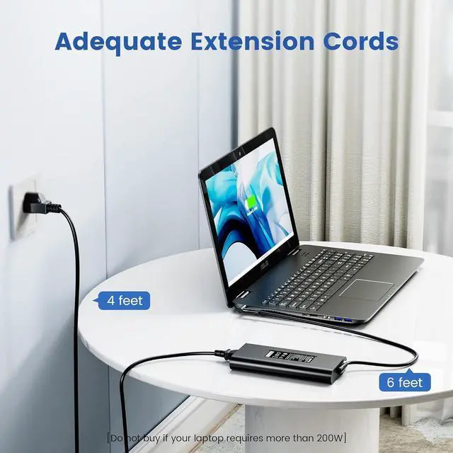 Alt view image 4 of 6 - 200W AC Charger for HP Omen Victus Series Gaming Laptop ZBook 17 G5 Fury 16 G9 G10 G11 Fit for HP TPN-DA10, L00818-850, L00895-003, ADP-200HB B, W2F75AA, TPN-LA21, TPN-LA20 19.5V 10.3A Power Adapter