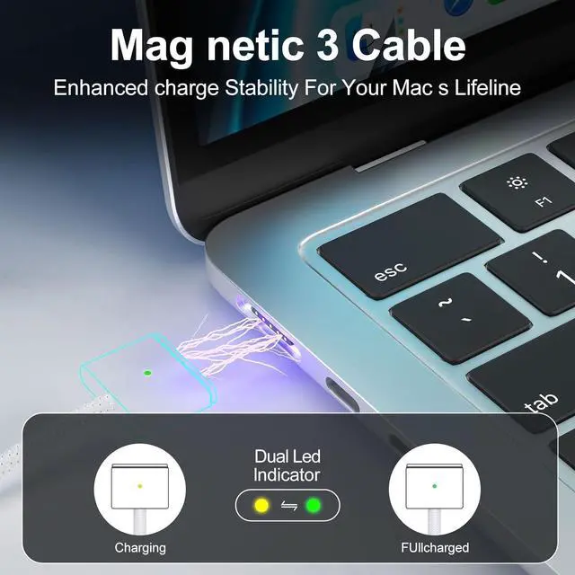 Alt view image 6 of 7 - 140W Charger for MacBook Pro 16 14 inch Mac Air 15 13 inch 2025 2024 2023 2022 2021 M1 M2 M3 M4Original Quality 140W USB C Fast Charger with 6.6FT USB Type C to Magnetic 3 Cable for MacBook Pro Air