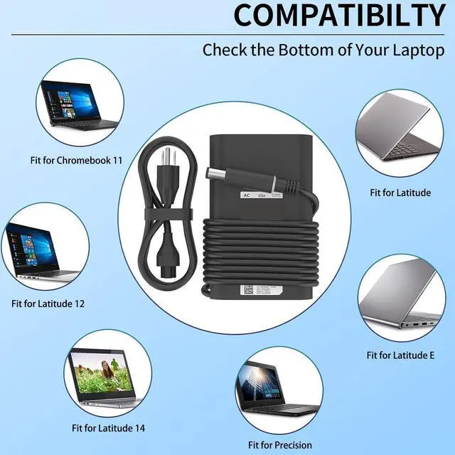 Alt view image 3 of 7 - 65W 19.5V 3.34A Round Barrel 7.4mm Charger Fit for Dell Latitude 5410 5510 7480 7490 5400 5500 E7450 E7270 E7440 5480 5490 7290 7390 E5270 E5440 E7470 E5470 HA65NM130 LA65NM130 Laptop Power Adapter