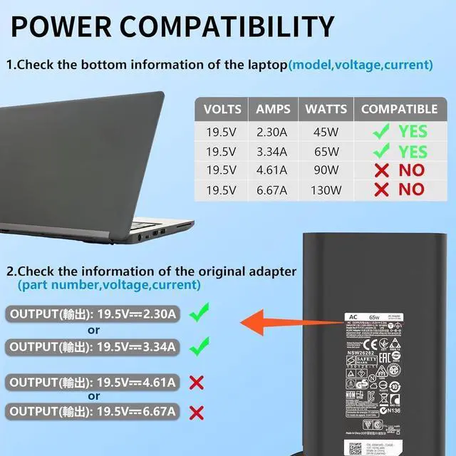 Alt view image 5 of 7 - 65W 19.5V 3.34A Round Barrel 7.4mm Charger Fit for Dell Latitude 5410 5510 7480 7490 5400 5500 E7450 E7270 E7440 5480 5490 7290 7390 E5270 E5440 E7470 E5470 HA65NM130 LA65NM130 Laptop Power Adapter