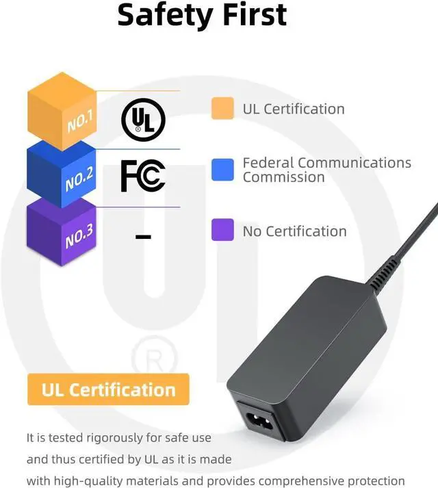 Alt view image 2 of 7 - Charger for Lenovo Chromebook ThinkPad Yoga Laptop, (UL Certified Safety), USB Type C, Power Cord Adapter Supply 45W