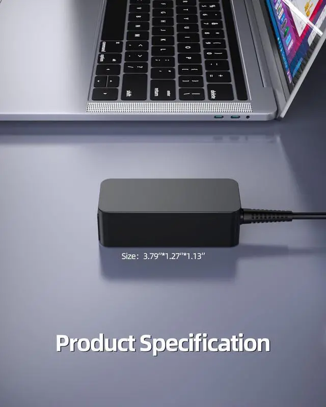 Alt view image 6 of 7 - Charger for Lenovo Chromebook ThinkPad Yoga Laptop, (UL Certified Safety), USB Type C, Power Cord Adapter Supply 45W