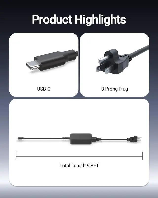 Alt view image 5 of 7 - Fast Charger for HP Chromebook X360 14 14-CA051WM 14-CA052WM 14-CA091WM CA061DX 14-CA0061DX 14-CA060NR 14-CA043CL 14-CA020NR Laptop, (UL Certified Safety) with USB C, 45W