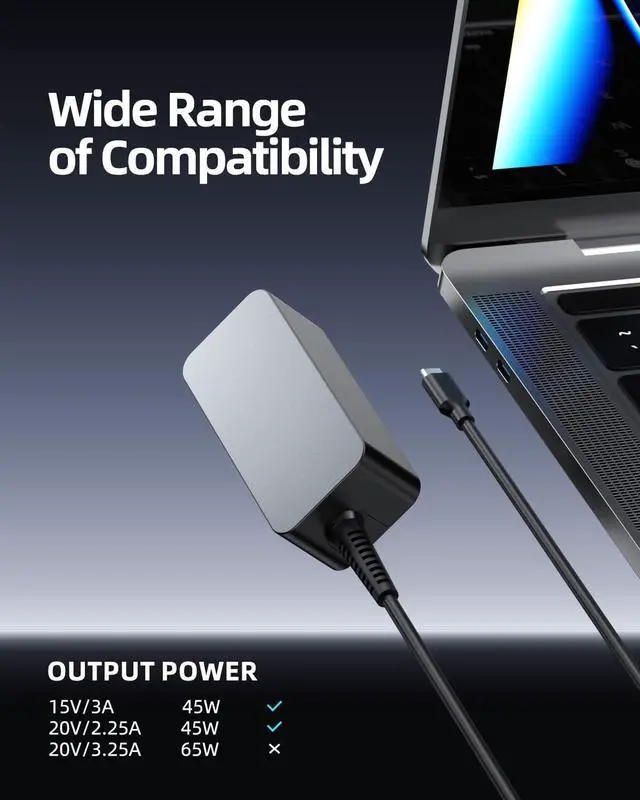 Alt view image 3 of 7 - Fast Charger for HP Chromebook X360 14 14-CA051WM 14-CA052WM 14-CA091WM CA061DX 14-CA0061DX 14-CA060NR 14-CA043CL 14-CA020NR Laptop, (UL Certified Safety) with USB C, 45W