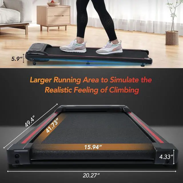 Alt view image 5 of 7 - Merax Treadmills for Home, Walking Pad Treadmill with Incline, Portable Under Desk Treadmill, Walking 2.5HP for Home and Office, 265Lbs Weight Capacity,Treadmills with Remote Control, LED Display