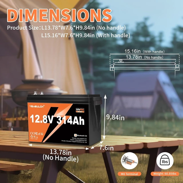 Alt view image 3 of 7 - 12V 314Ah LiFePO4 Lithium Battery with Bluetooth 200A BMS 4019.2Wh 15000+ Deep Cycle Low Temp Cut-Off Rechargeable RV Battery Perfect for Off Grid Applications Camping Boat Solar System