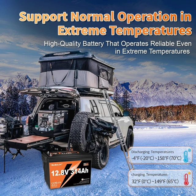 Alt view image 6 of 7 - 12V 314Ah LiFePO4 Lithium Battery with Bluetooth 200A BMS 4019.2Wh 15000+ Deep Cycle Low Temp Cut-Off Rechargeable RV Battery Perfect for Off Grid Applications Camping Boat Solar System