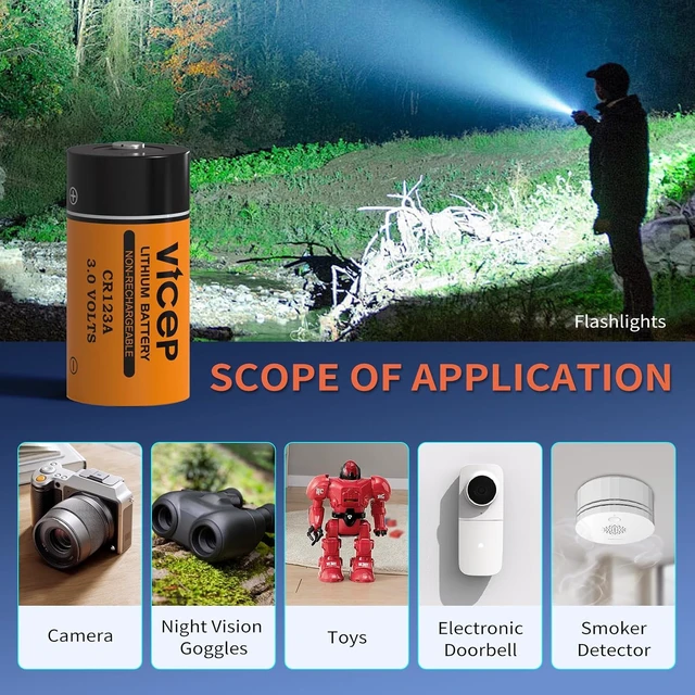 Alt view image 3 of 6 - 6-Pack CR123A 3V Lithium Battery for Flashlight & Detector