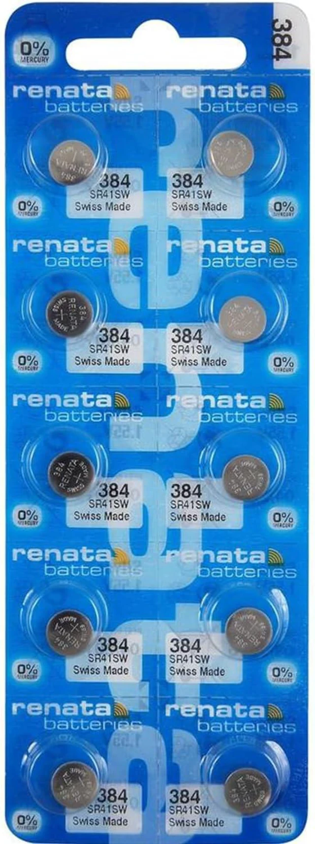 Main image of Renata 384 SR41SW Batteries - 1.55V Silver Oxide 384 Watch Battery (10 Count)
